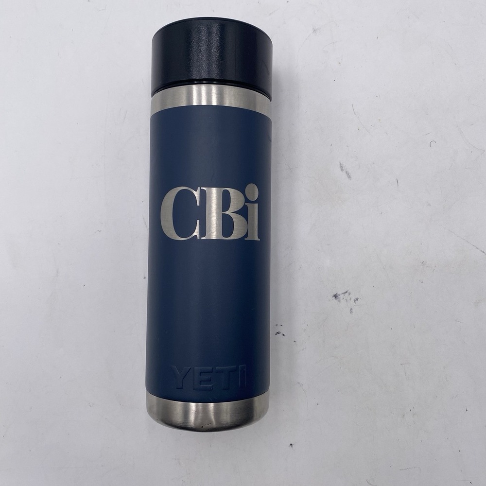 Yeti Rambler 18 OZ Bottle Blue Hotshot Cap SEE PICS Engraved VGC